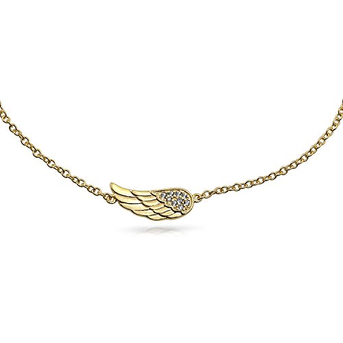 Tobillera de plata mal de ojo con ala de ángel chapada en oro de 14k ajustable 2