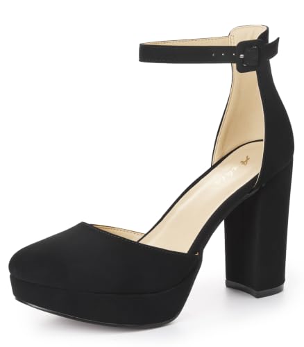 Image of Ankis Platform Closed Toe Heels for Women, Round Toe High Chunky Pumps