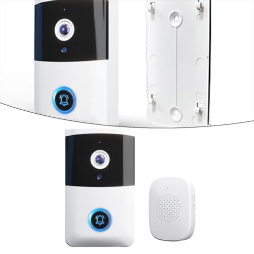 URPIZY Set di citofono radio con fotocamera e funzione interfono, connessione Wi-Fi, controllo app, campanello per porta d'ingresso, installazione wireless, comunicazione remota, alloggiamento ABS