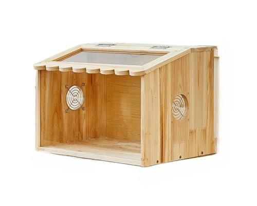 TIKHJ ハムスターケージ 透明 組立式 木目調 ウッド調 ペットケージ ペット用テント 室内 ペットハウス かわいい 小屋 屋根付き 軽量 コンパクト 収納 家庭用 小動物用 小屋 飼育 DIY ハムスター チンチラ モルモット (40x30x30CM