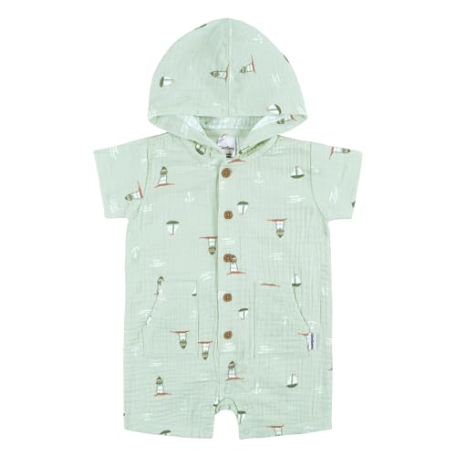 Image of Gerber Baby Boys' Hooded Cotton RomperRomper