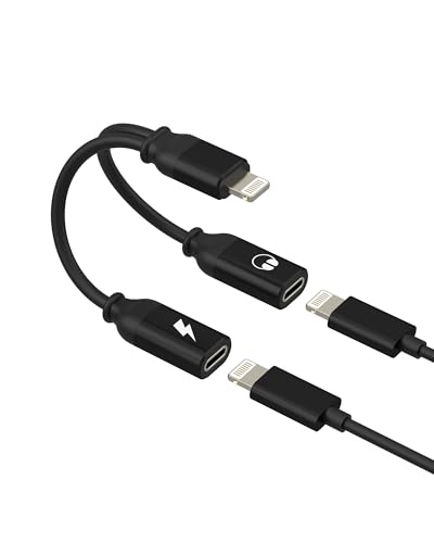 Adaptador Jack Lightning Doble(2 en 1)para iPhone 14 13 12 Pro Max Auriculares Cargador Adapter Certificado MFI para Apple para iPad Cable Audio Microfono Conector Auxiliar Headphones Accesorios Coche