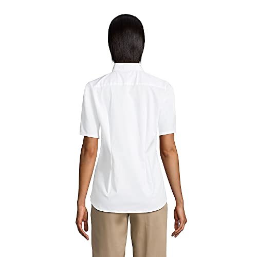 Lands' End Uniform Girls No Gape Short Sleeve Stretch Shirt Pearl White Womens Regular 4 #TOP1