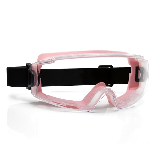 abtong Gafas de seguridad sobre gafas, protección ocular para trabajo de laboratorio de química y uso industrial, certificado ANSI Z87.1 con lente transparente antivaho, resistencia al impacto, correa