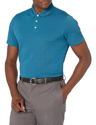 Amazon Essentials Men's Golf Polo Shirt, Short Sleeve, Slim-Fit, Quick-Dry, Dark Blue, Large