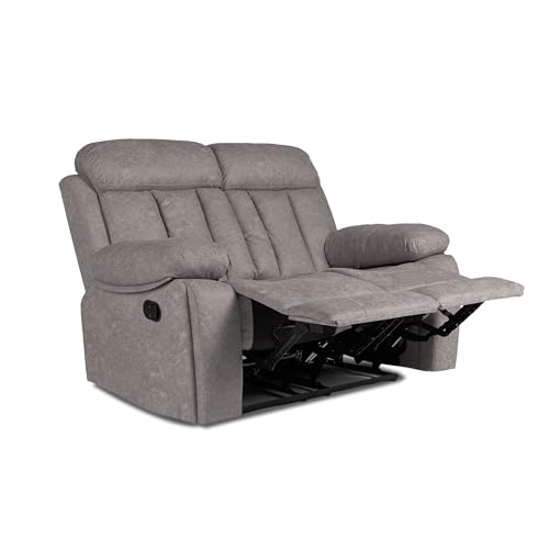 duehome | Sofá 2 Plazas, Sofá Reclinable, Asiento de Descanso, Modelo Kendal, Acabado en Tejido Color Marengo, Medidas: 152 cm (Largo) x 101 cm (Alto) x 97 (Fondo)