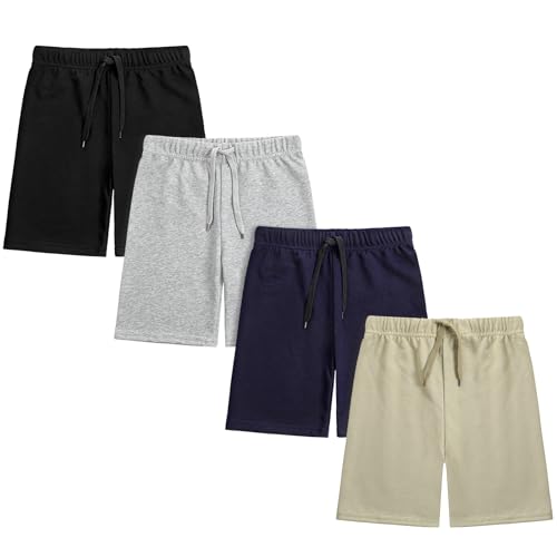 4 Pcs Boys Athletic Basketball Shorts Gym Workout Running Shorts Drawstring Activewear for Kids Soccer