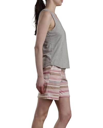 Image of Splendid Women's Tank Top and Shorts 2-Piece Pajama Set, Heather Grey /Watercolor Stripe, X-Large