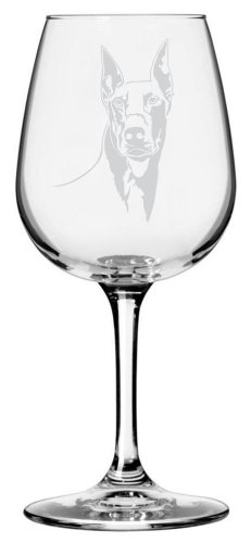 Doberman Pinscher (Dobermann) Dog Themed Etched All Purpose 12.75oz Wine Glass