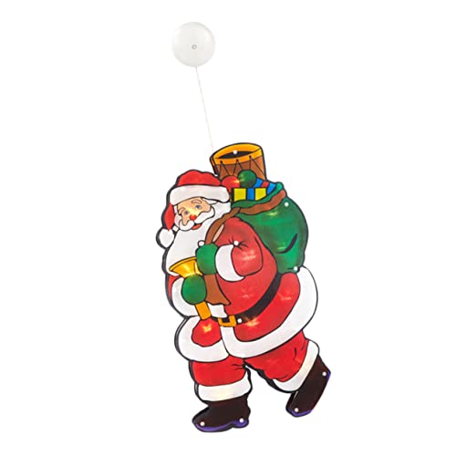 Parliky 1Pc Suction Cup Lamp for Christmas Decor LED Santa Claus Showcase Light Easy Install Festival Party Supply Warm Glow Star Design for Holiday Atmosphere