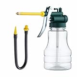 Pistol Pump Oiler Lubrication Oil Gun 9.5oz Transparent Bottle with Straight Flexibal Spout