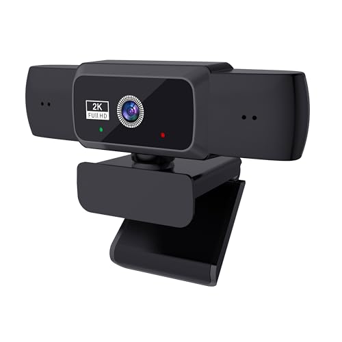 Hprosper 2K HD Wide Angle Webcam with Microphone, Computer Monitor USB Zoom Video Camera External Web Cam for Streaming, Pc, Laptop, Desktop, Mac, Video Conference, Streaming Camera for Gaming