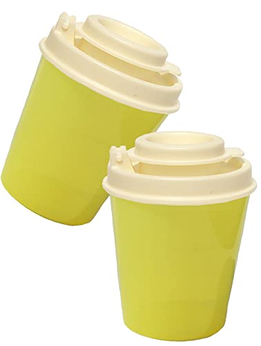 Tupperware Salt and Pepper Shakers Midgets Parrot Yellow 2 oz Mini Heavy Duty