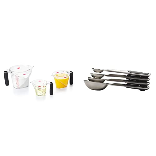 OXO Good Grips 3-Piece Angled Measuring Cup Set, Black & Good Gri...
