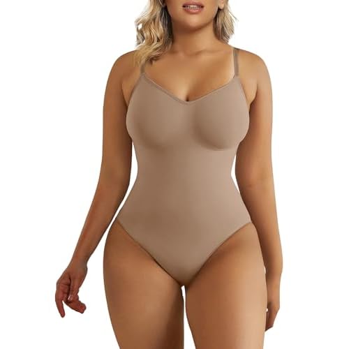 SHAPERX Women's Seamless Shapewear Bodysuit Tummy Control Body Shaper Waist Snatching Body Suit