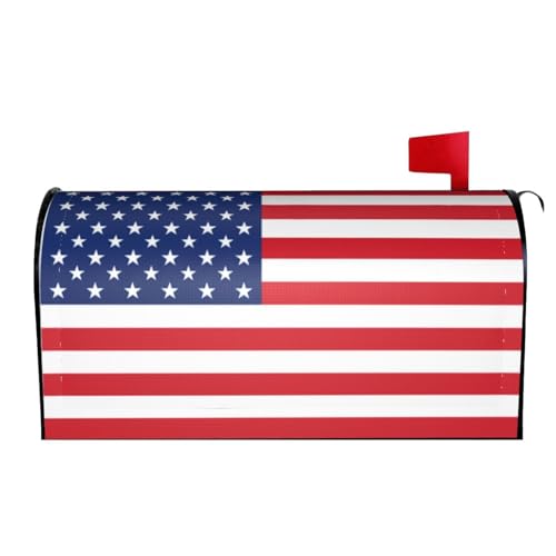 Image of American Flag Mailbox Cover Magnetic Independence Day Patriotic Waterproof Mailbox Wraps Post Letter Box Decor 21x18 in
