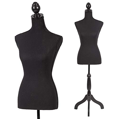 Mannequin Torso Manikin Dress Form 60-67 Inch Height Adjustable Female Dress Model Display Torso Body Tripod Stand Clothing Forms, Black