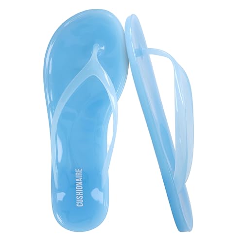 Image of CUSHIONAIRE Splash Jelly Flip Flops for Women With Flexible Sole, Glossy Jelly Finish Summer Sandals for Women