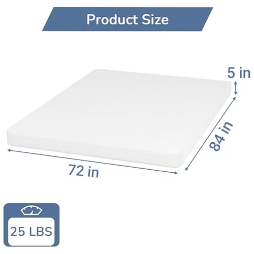 Image of PayLessHere 5 inch Memory Foam Mattress Cooling Gel Green Tea Infused Mattress,Fiberglass Free,CertiPUR-US Certified,Cooler Sleep Supportive & Pressure Relief,White California King