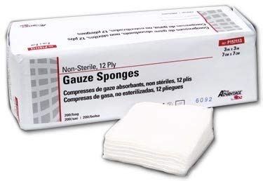 Pro Advantage Gauze Sponge, 2" x 2", 12-Ply, Non-Sterile, 200/sleeve