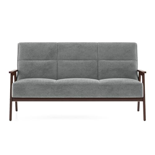 Image of Urban Ladder Logan 3 Seater Wooden Sofa in Grey Colour