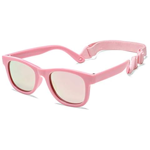 Polarized Sunglasses for Baby with Strap 100% UV Protection Shades for Toddler girls boys Age 0-24 Months (Pink/Pink Mirror) Cover