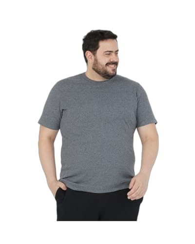 Camiseta, Masculina Meia Malha Plus, Malwee, Cinza Escuro, G2, Masculino