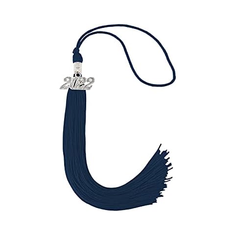 Graduation Single Color Tassel with Silver Date Drop 2022 (Navy Blue) Cover