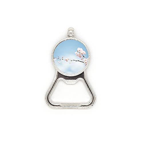 Ouvre-bouteille acier inoxydable fleurs de prunier bleu ciel