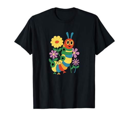 Raupe und Blumen Buntes Insekten Design für Kinder T-Shirt