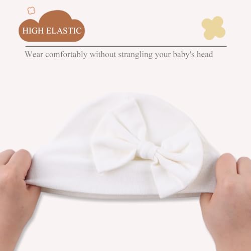 Bamery Newborn Baby Girl Hat Cotton Baby Bow Beanie Preemie Hats Spring Infant Hats for Girls 0-12 Months4