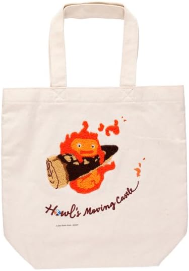 Studio Ghibli - Howl's Moving Castle - Calcifer in a Hurry - Benelic Embroidered Canvas Tote Bag