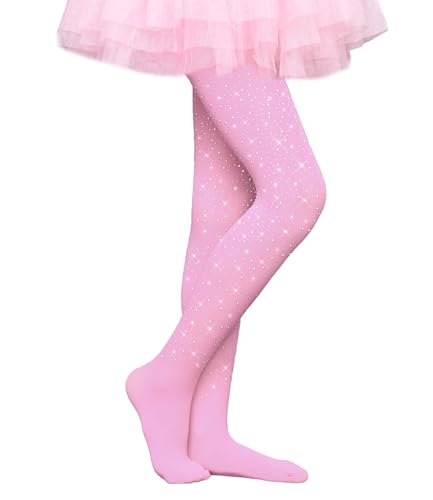 Image of VINICUNCA Girls Sparkle Rhinestone Tights Ultra-Soft Footed Dance Stockings Cospaly Accessories