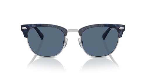 Polo Ralph Lauren Gafas de sol redondas Ph4217 para hombre, Azul brillante Havana/Azul Oscuro, 53 mm