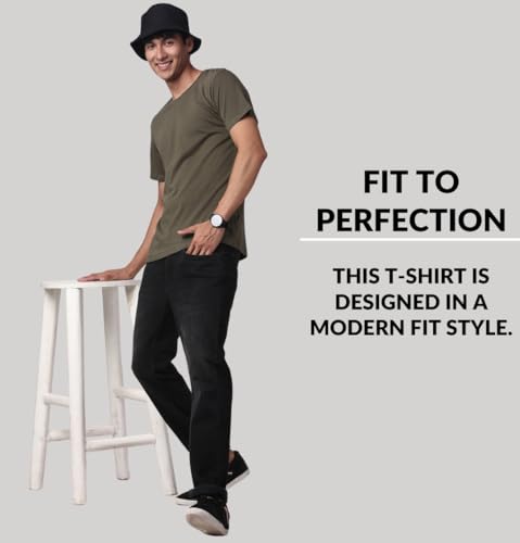 Image of ADRO Men's Cotton Regular Fit Combo Plain Solid T-Shirt Pack of 2