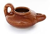 Biblical Herodian Clay Oil Lamp – Authentic Glazed Replica from The Time of Jesus in Jerusalem - Handmade Holy Land Christian Faith Gift
