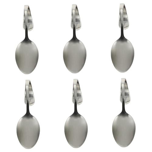 CIYODO 6pcs Curved Handle Spoon Silverware Spoons Curved Handle Slotted Spoon Camping Salad Spoon Teardrop Spoons Buffet Spoons Soup Spoons Fancy Spoons Cloche Ladles Stainless Steel