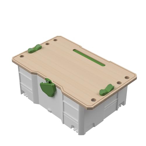 Werkbank für Festool Systainer T Loc und SYS 3 M aus Holz | Tisch | Arbeitsplatte | Platte | inkl. 2X Bench Dog Schnellspanner | Auflage für Führungsschiene Oberfräse Tauchsäge Akkuschrauber