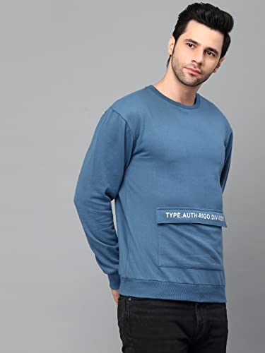 Image of Rigo Fleece Printed Round Neck Sweatshirt for Men | Full Sleeves Sweatshirt for Men | Casual Wear & Stylish Sweatshirts for Men