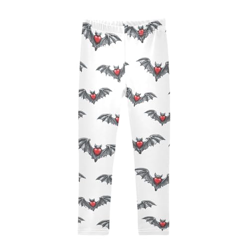 Bat Love Pattern Girls Leggings Soft Stretch Workout Yoga Dance Pants for Kids Casual Tights