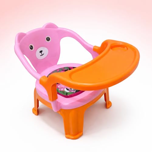 Image of MY LITTLE TOWN Kids Feeding Chair| Musical Chu Chu Chair| Baby Chair| 4-36 Months| Baby Chair| Portable| Booster seat (Pink with Orange)