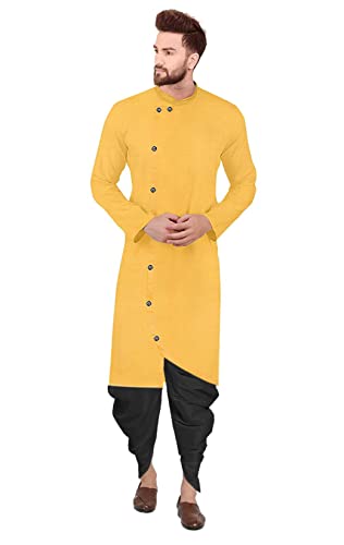 Image of Trustous Mens Cross Kurta Dhoti Set In Cotton