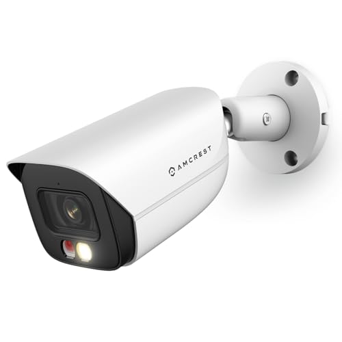 Amcrest 5MP IP PoE AI Camera w/ 49ft Color Night Vision, Security Outdoor Bullet Camera, Built-in Microphone, Human & Vehicle Detection, Active Deterrent, 129° FOV, 5MP@20fps IP5M-B1276EW-AI (White)