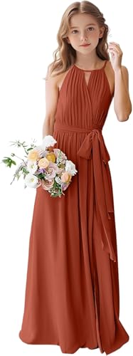 Junior Bridesmaid Dresses for Wedding Chiffon Cold Shoulder Flower Girl Dress Long Party Pageant Gowns