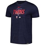 Nike Men's MLB Velocity Performance Practice T-Shirt (US, Alpha, Large, Regular, Regular, Obsidian, Minnesota Twins)