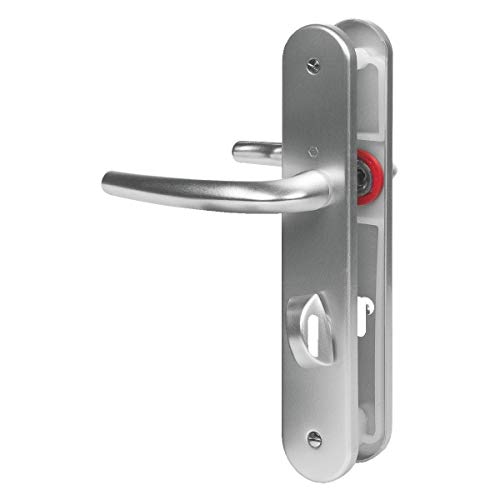 Poignée de porte sur plaque argent - Condamnation - 217 mm - San Diego - Hoppe et cie