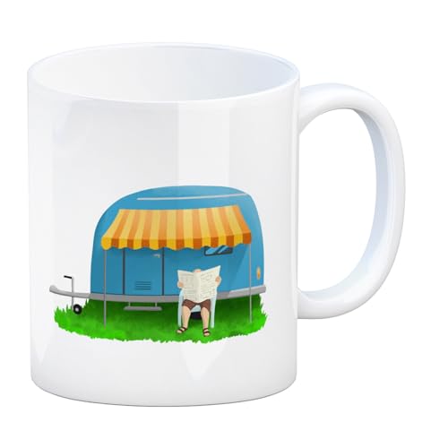 speecheese Ich bin Rentner Campen ist mein Beruf Kaffeebecher mit Wohnwagen witziges Geschenk für Rentner die gerne campen gehen und auch mal einen Kaffee zu Frühstück trinken