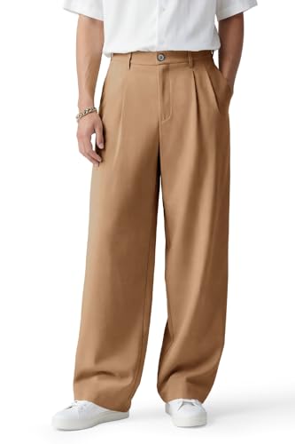 Heyfanee Anzughose Herren Baggy Business Modern Chino Hose Für Männer Lang Weite Stoffhose Freizeit 36