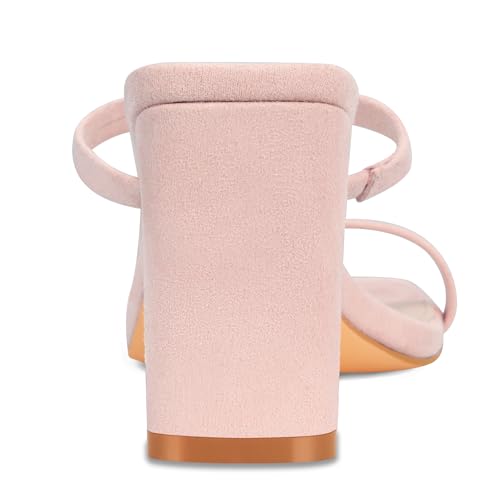 Image of Carcuume Women's Square Toe Two Strap Open Toe Block Heels Sandals Slip On Shoes