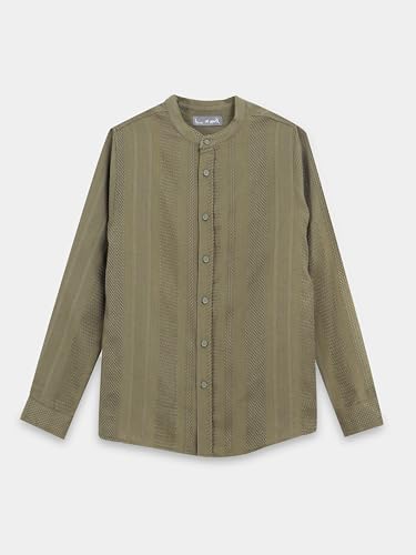 Image of StitchX Men's Full Sleeve Mandarin Collar Jacquard Shirt